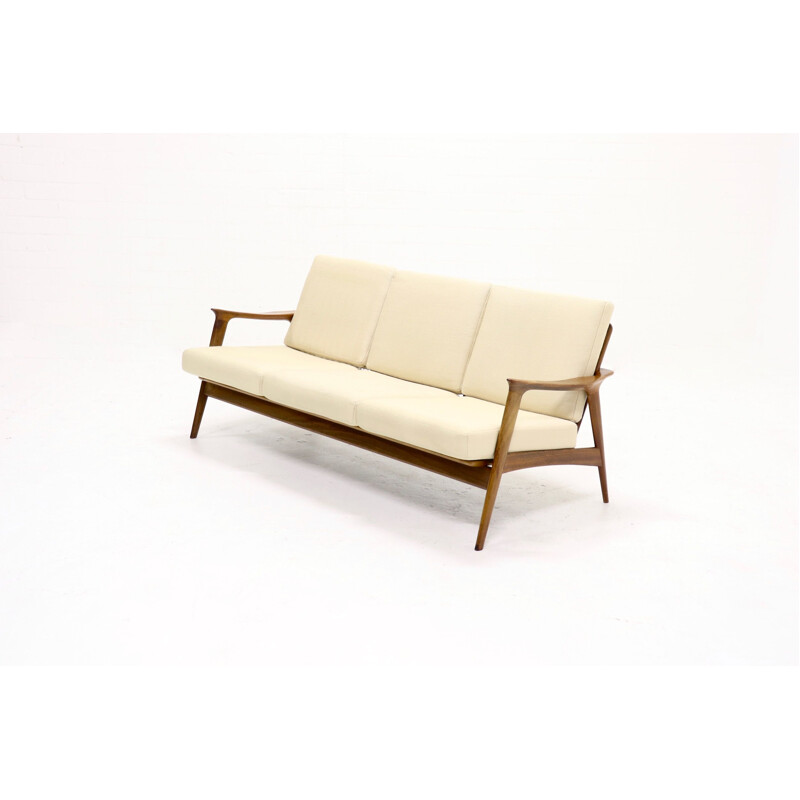 Vintage sculptural 3-seater teak sofa, 1960s