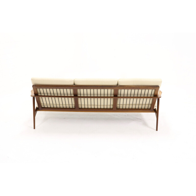 Vintage sculptural 3-seater teak sofa, 1960s