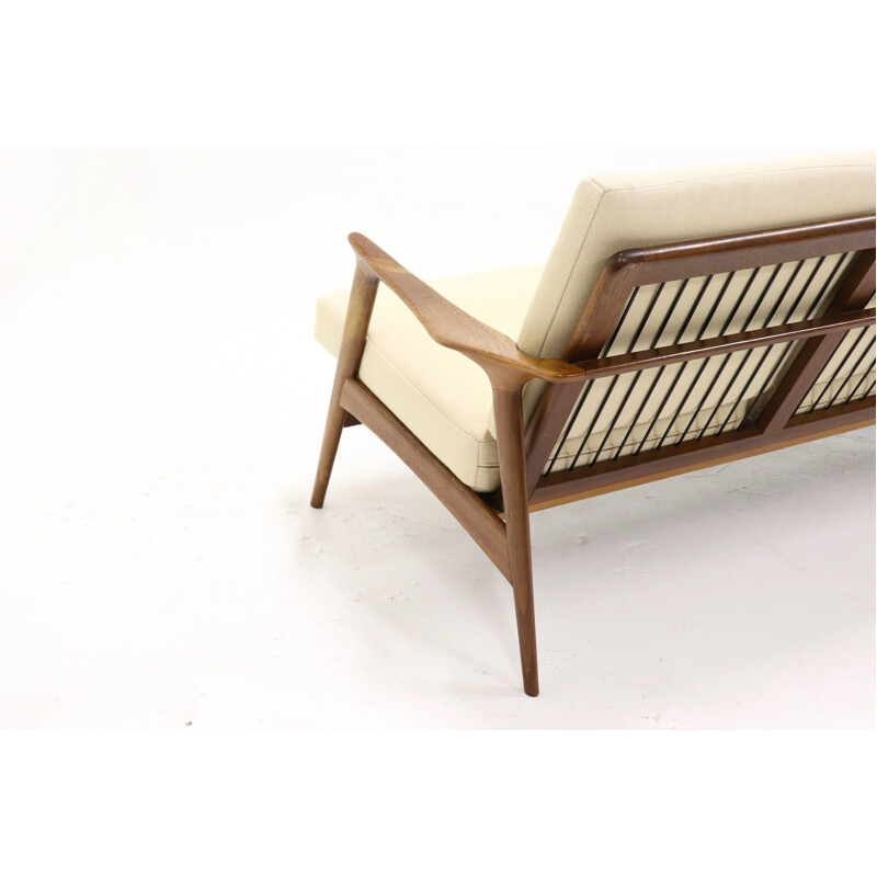 Vintage sculptural 3-seater teak sofa, 1960s