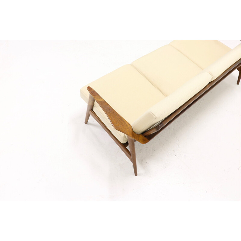 Vintage sculptural 3-seater teak sofa, 1960s