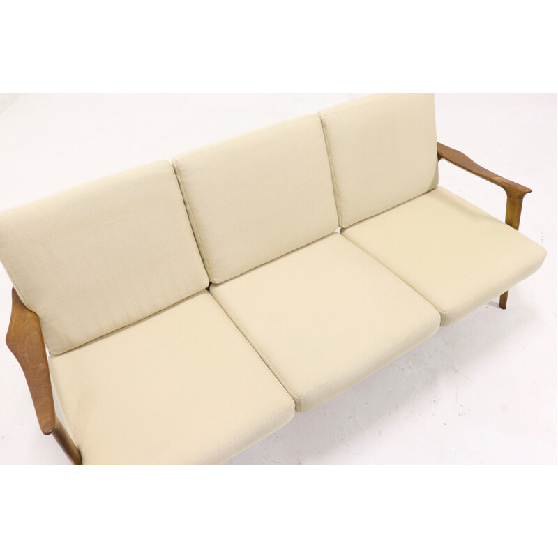 Vintage sculptural 3-seater teak sofa, 1960s