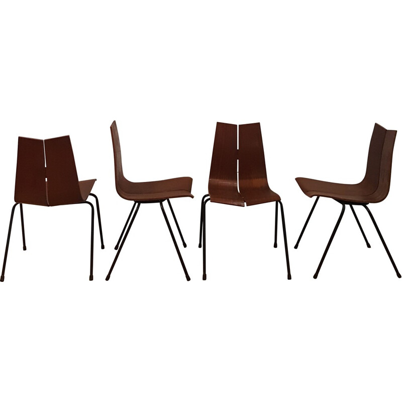 Set of 4 Horgen Glaris chairs in mahogany, Hans BELLMANN - 1950s
