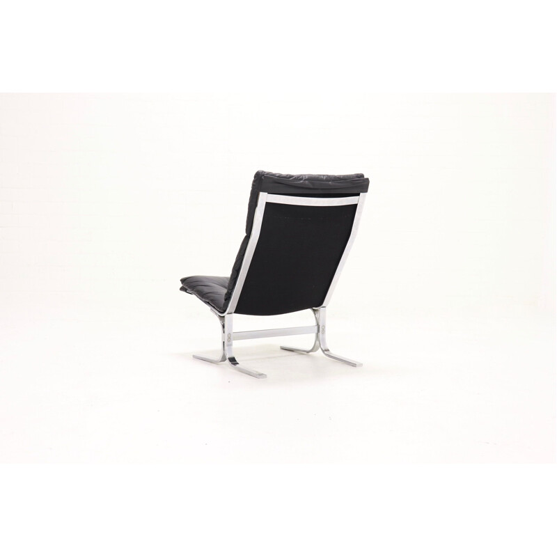Vintage leather and steel armchair by Ingmar Relling, 1970s 