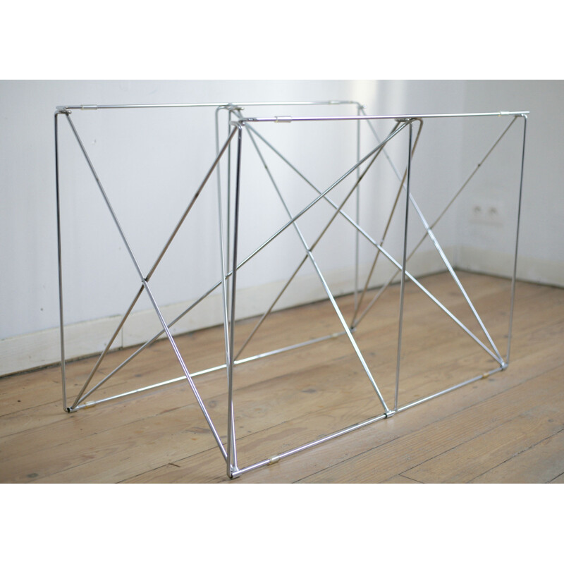 Vintage steel and glass "dining table" by Max Sauze, France 1970