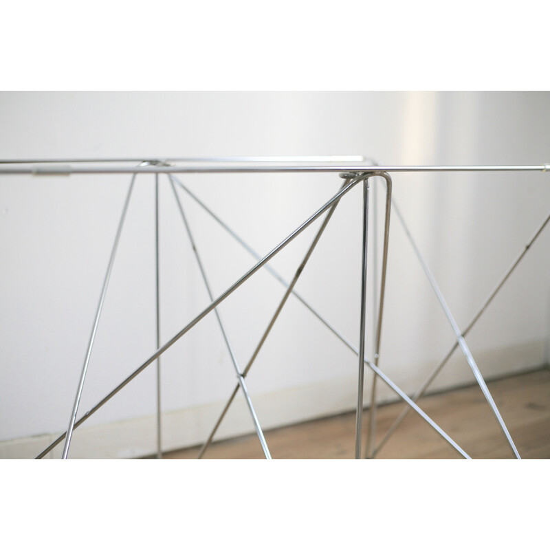 Vintage steel and glass "dining table" by Max Sauze, France 1970