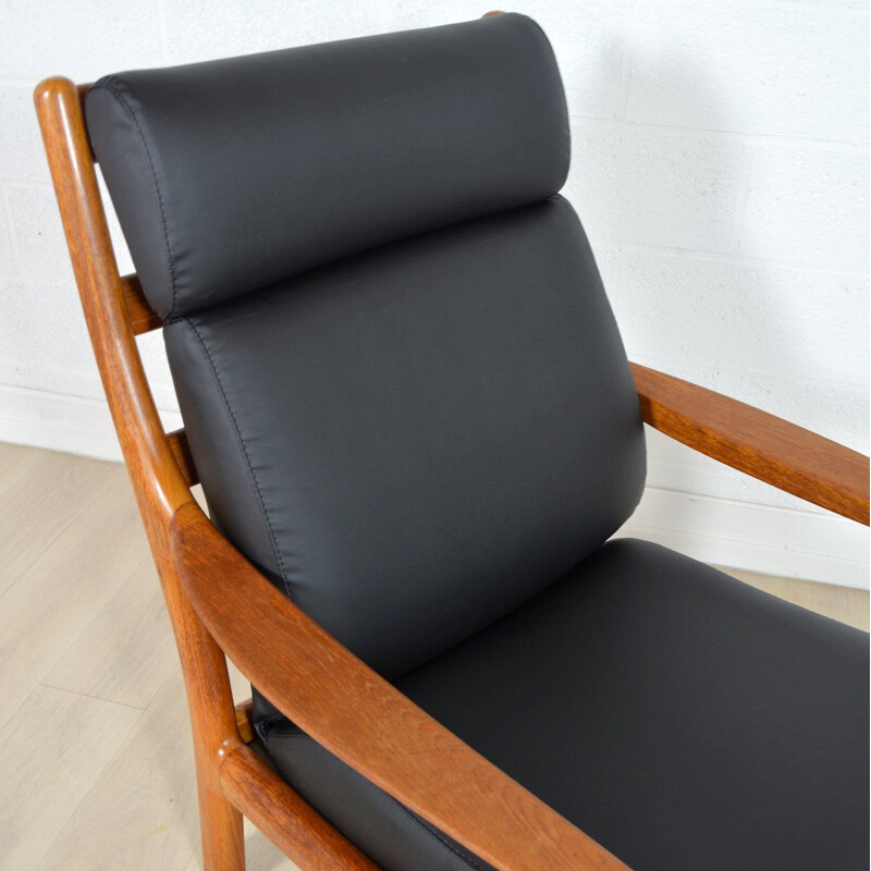 Fauteuil avec ottoman vintage par Johannes Andersen, Danemark, 1960