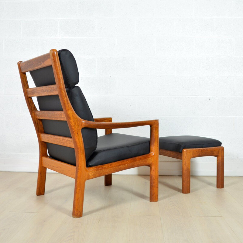 Fauteuil avec ottoman vintage par Johannes Andersen, Danemark, 1960