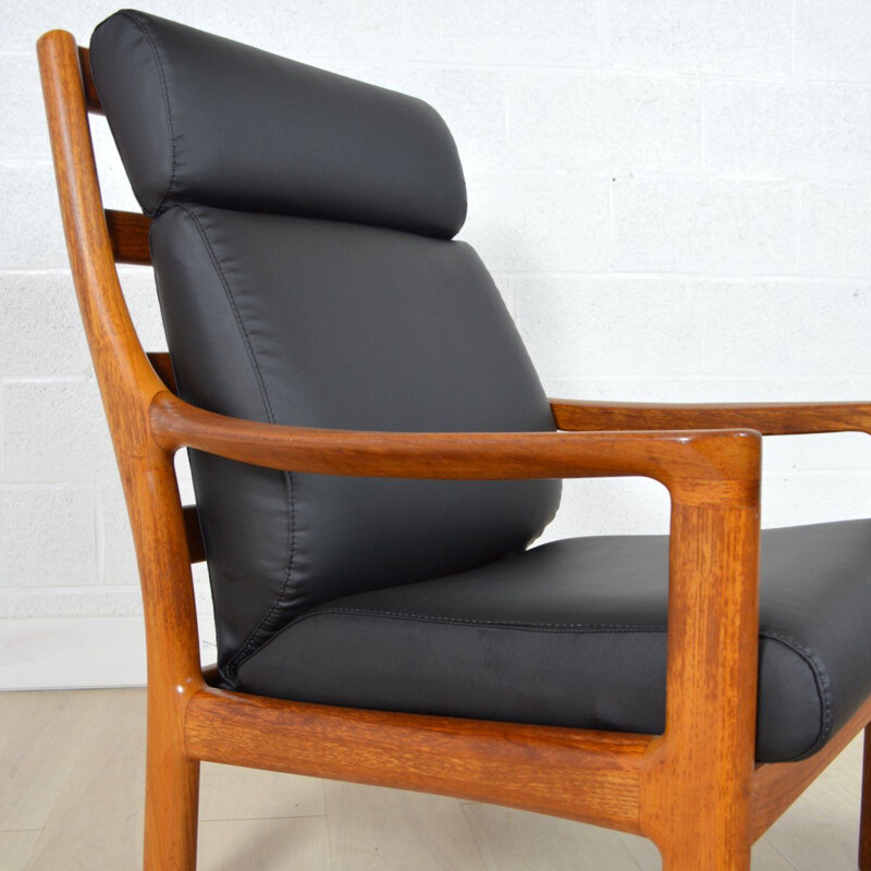 Fauteuil avec ottoman vintage par Johannes Andersen, Danemark, 1960