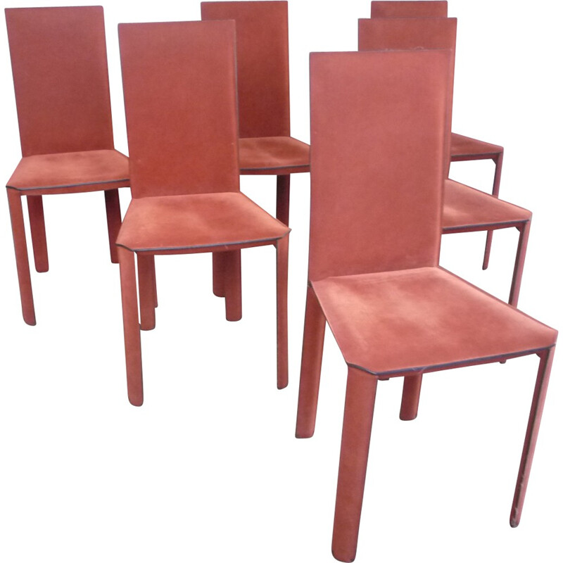 Set of 6 De Couro of Brazil chairs - 1980s