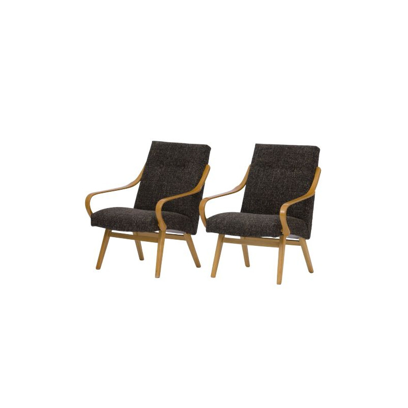 Pair of black vintage TON chairs, 1960s