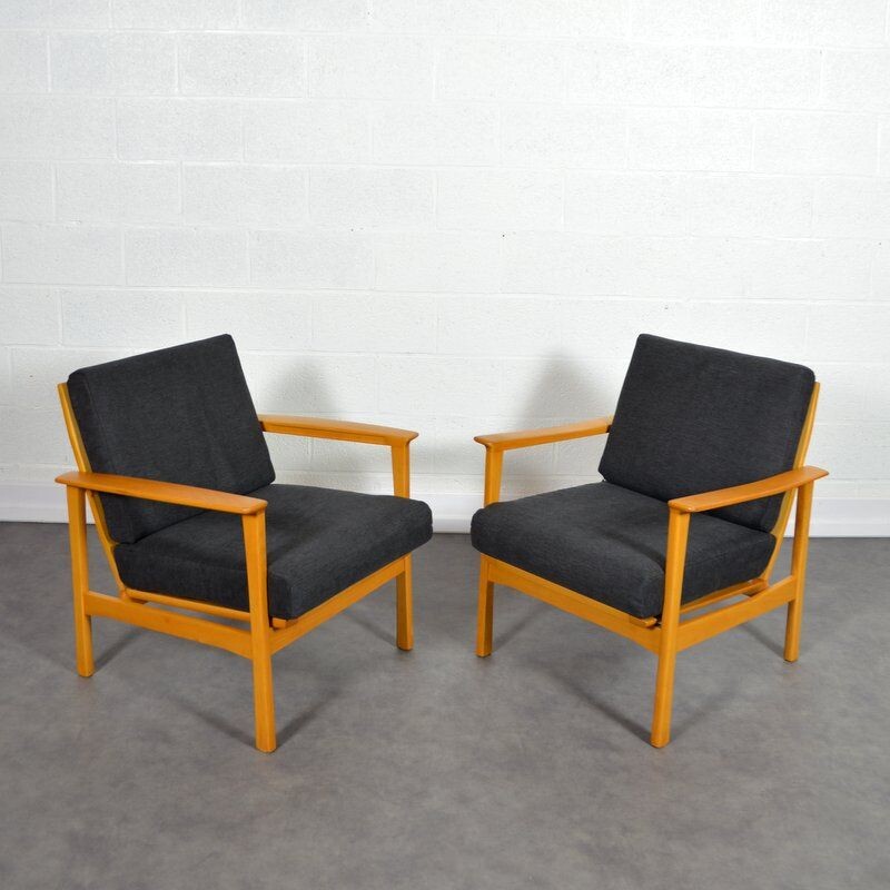 Pair of vintage Scandinavian armchairs 1960 