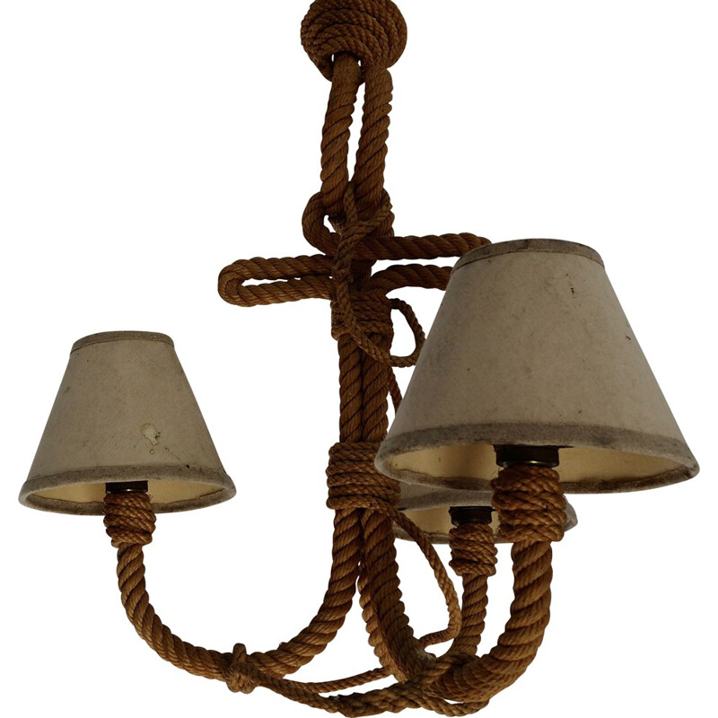 Vibo vintage rope chandelier, A. AUDOUX and F. MINET - 1950s