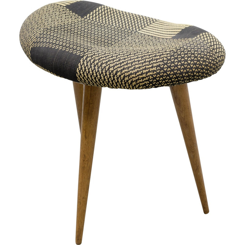 Vyvoj tripod stool in wood and fabric, Miroslav NAVRATIL - 1960s