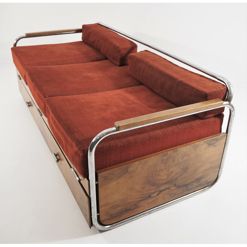 Vintage chrome art deco sofa by Robert Slezak for Slezak, 1930