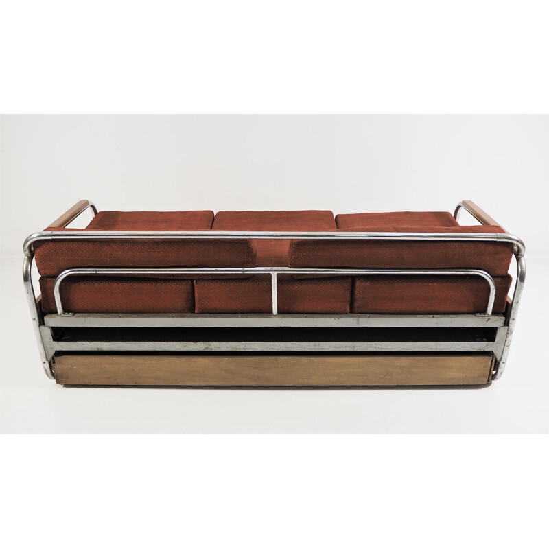 Vintage chrome art deco sofa by Robert Slezak for Slezak, 1930