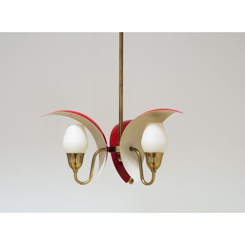 Vintage Fog & Mørup red crenscent chandelier 1940