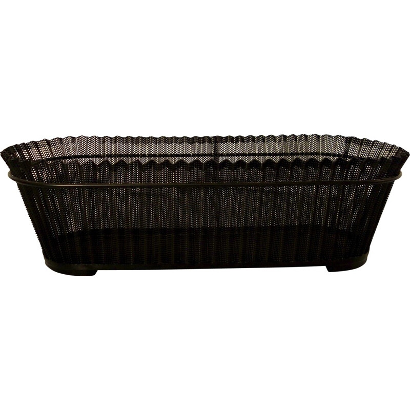 Vintage planter in black rigitulle, Mathieu MATÉGOT - 1950s 