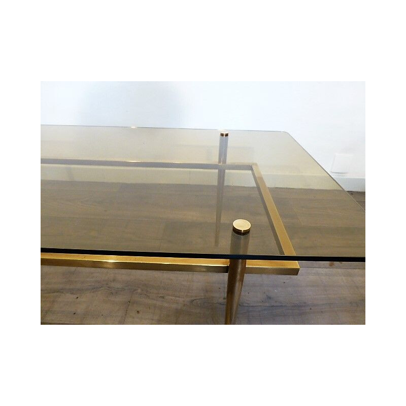 Vintage brass coffee table and smoked glass, 1960s