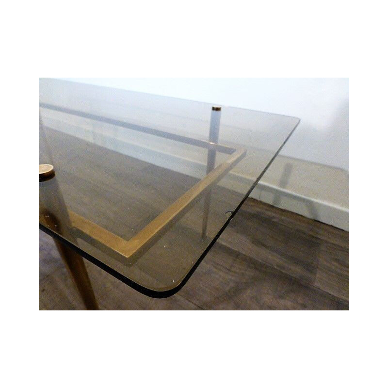 Vintage brass coffee table and smoked glass, 1960s