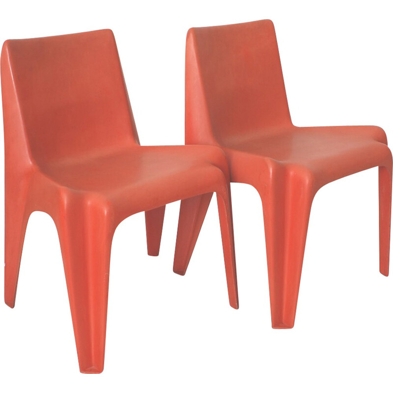 Pair of "bofinger" outdoor chairs in red plastic, Helmut BÄTZNER - 1960s