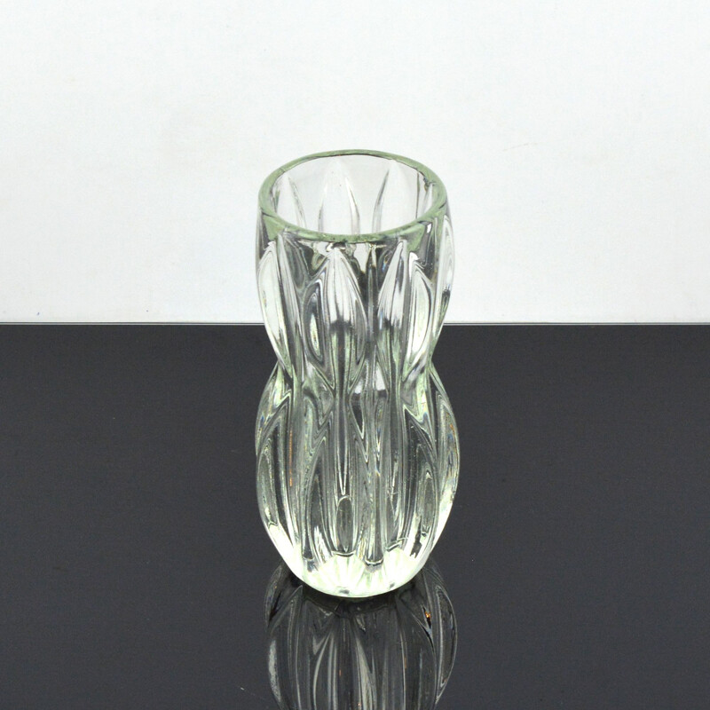Vaso de vidro vintage de J. Schmid para Sklo Union Rosice, Checoslováquia 1960