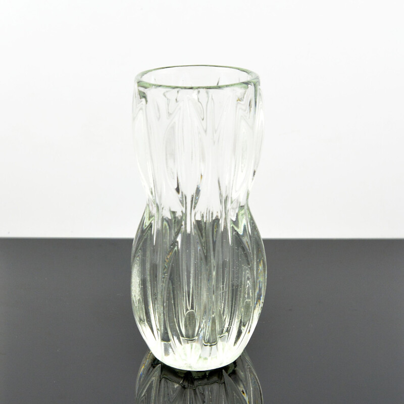 Vaso de vidro vintage de J. Schmid para Sklo Union Rosice, Checoslováquia 1960