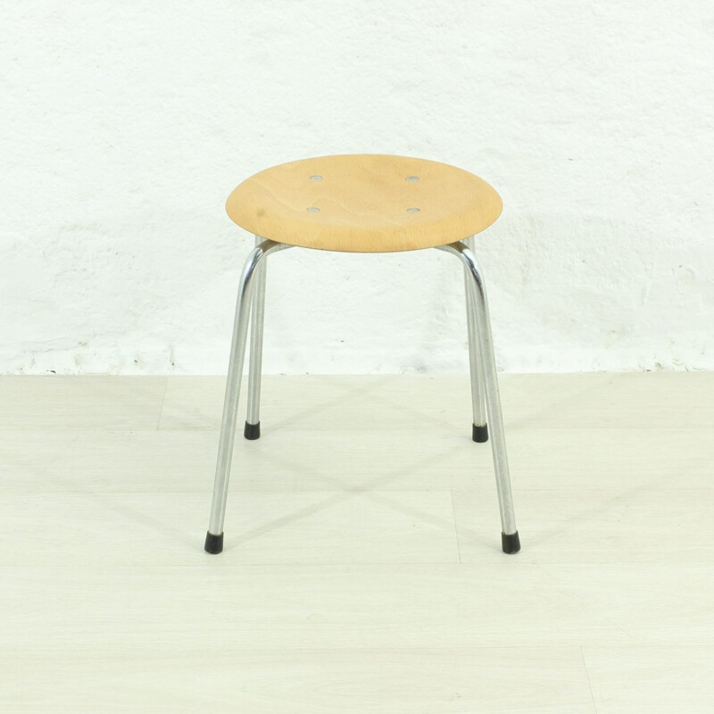 Beech vintage stool by Egon Eiermann for Wilde+Spieth, 1960
