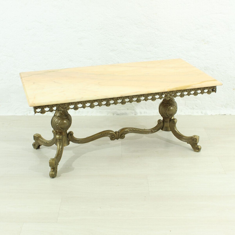 Brass and stone vintage coffee table, 1960s