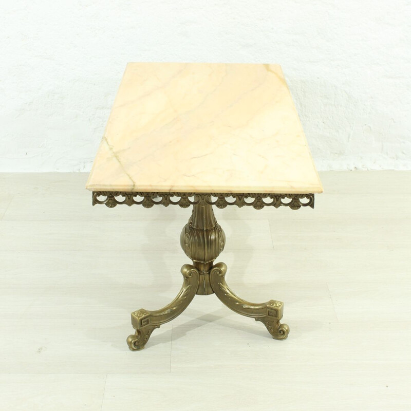 Brass and stone vintage coffee table, 1960s