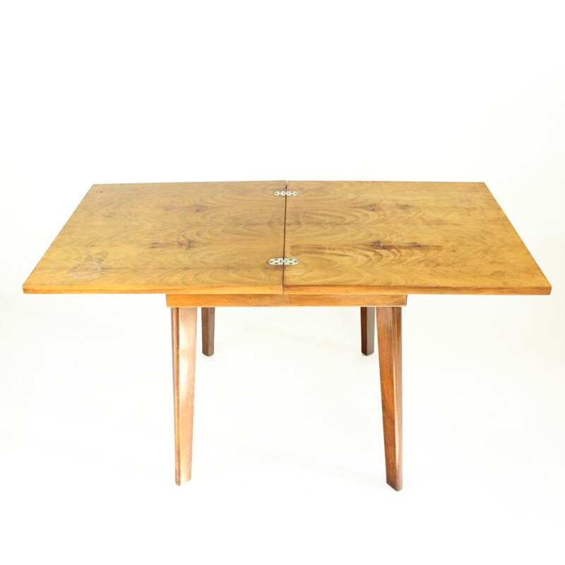 Table basse vintage avec ensemble complet d'échec, Tchécoslovaquie, 1940