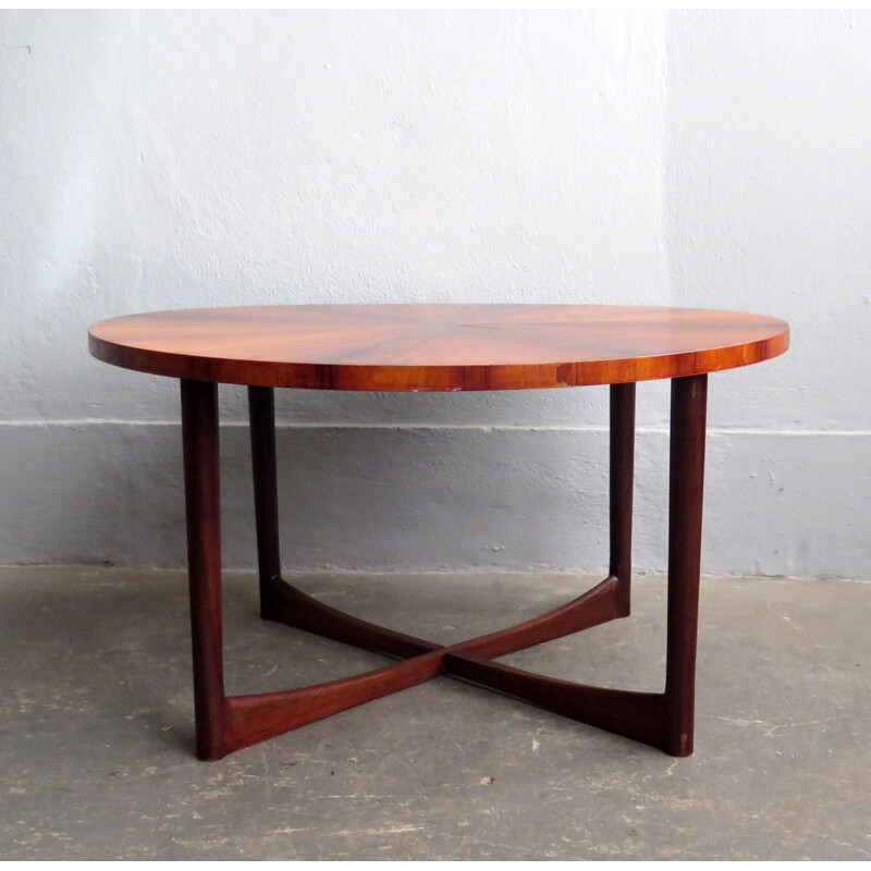 Rosewood and teak vintage round table, 1960s