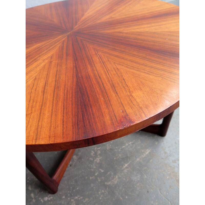 Rosewood and teak vintage round table, 1960s