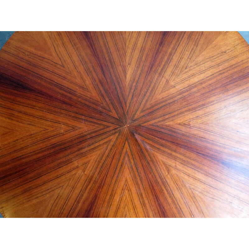 Rosewood and teak vintage round table, 1960s