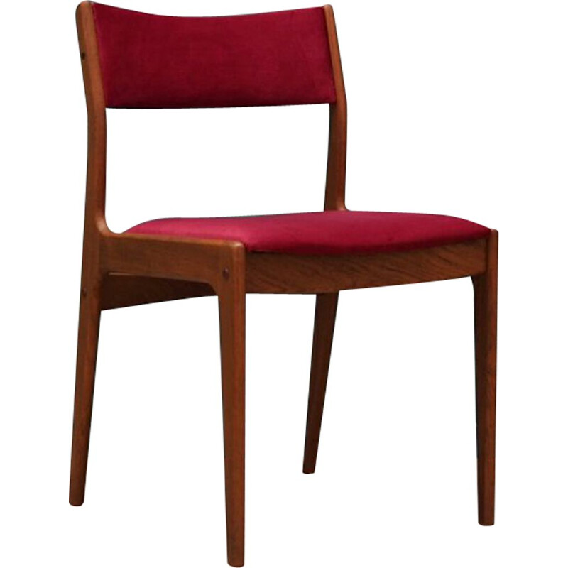 Vintage pink velvet and teak chair by Uldum Mobelfabrik, 1960-70s