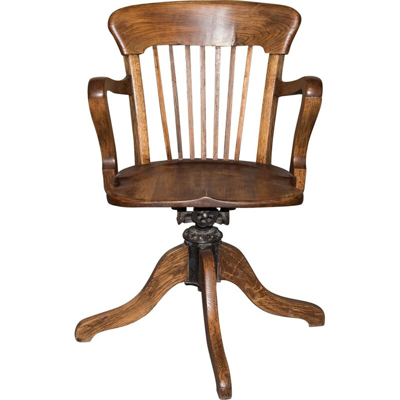 Fauteuil vintage pivotant en chêne, 1930