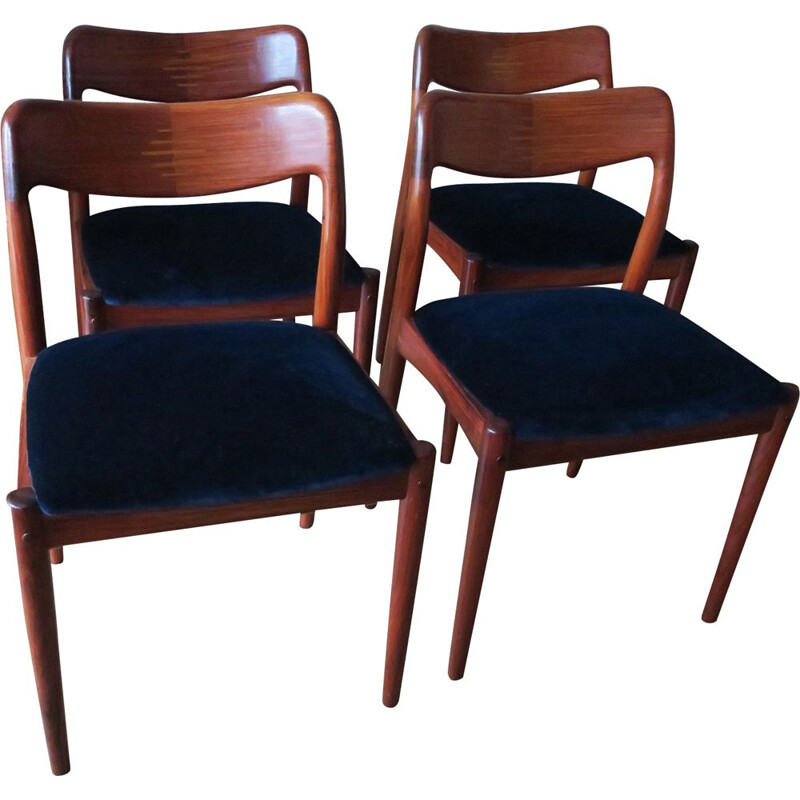 Set of 4 vintage Danish rosewood chairs with inlaid backs, 1960