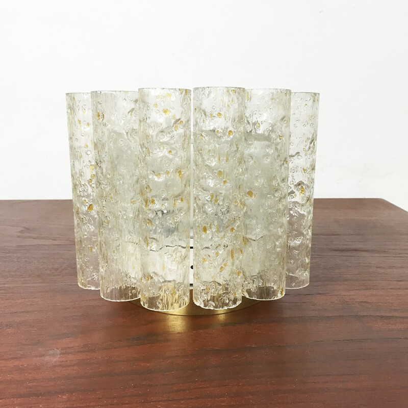 Vintage glass and metal wall lamp by Doria, Germany 1960