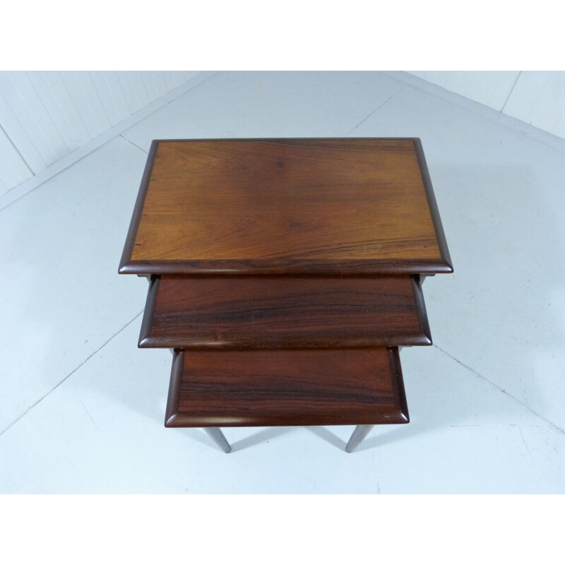 Rosewood vintage nesting side tables by Dyrlund, Denmark 1960s