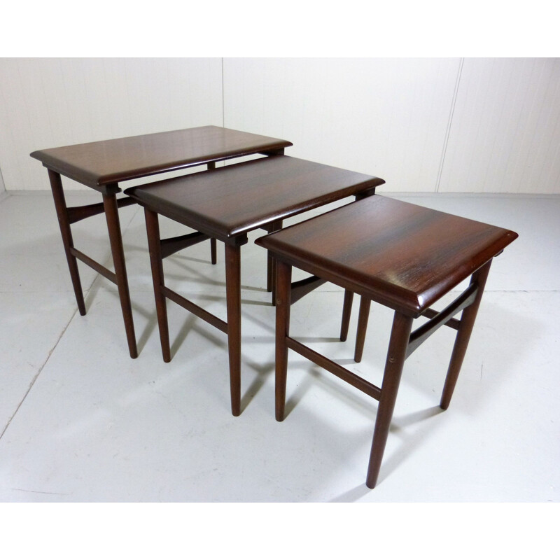 Rosewood vintage nesting side tables by Dyrlund, Denmark 1960s