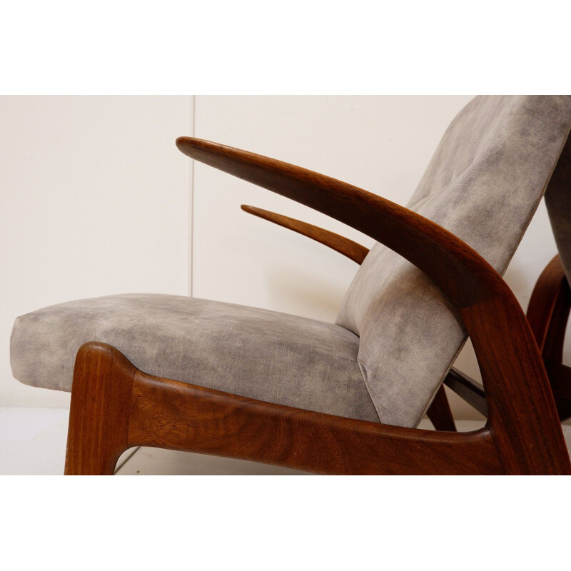 Paire de fauteuils vintage scandinaves marbré de velours gris