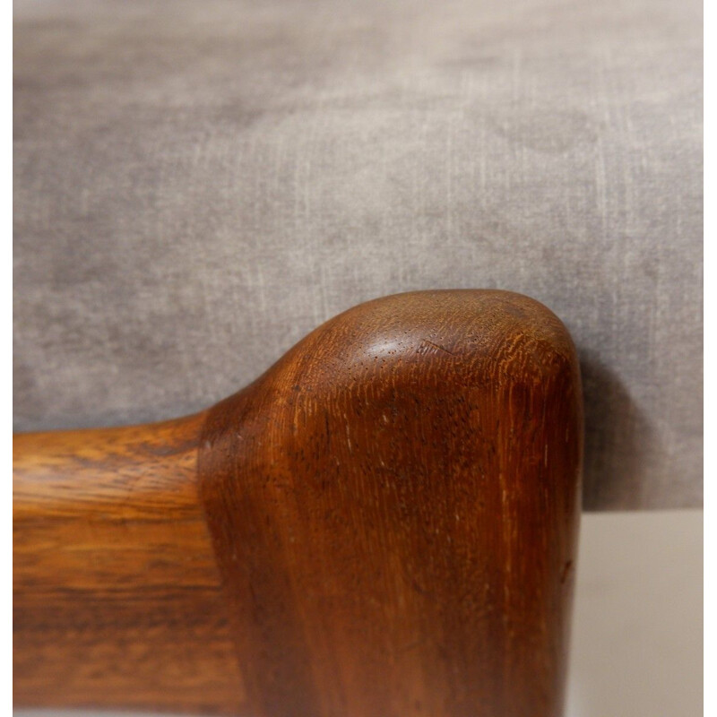 Pair of vintage Scandinavian armchairs marbled in grey velvet