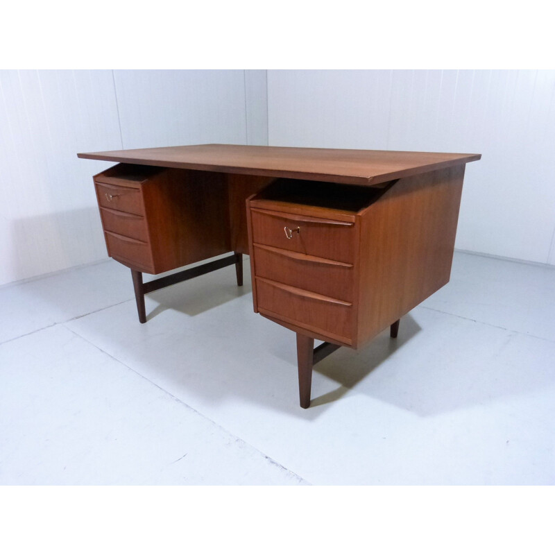 Vintage large teak desk by Gunnar Nielsen Tibergaard, Denmark