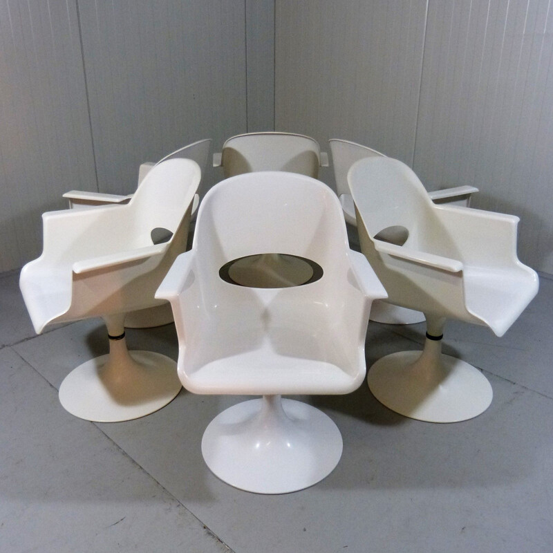 Set of 6 vintage revolving dining chairs by Kurz, Germany