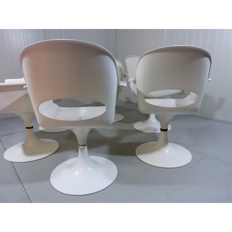 Set of 6 vintage revolving dining chairs by Kurz, Germany