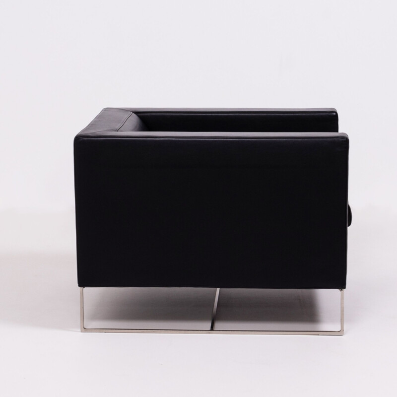 Vintage Klee black leather armchair by Rodolfo Dordoni for Minotti