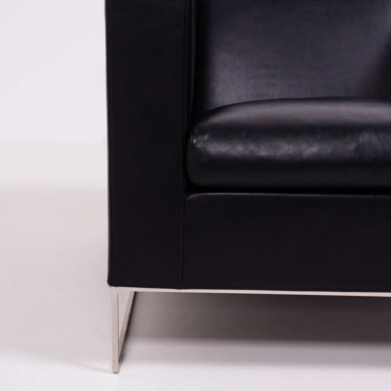 Vintage Klee black leather armchair by Rodolfo Dordoni for Minotti