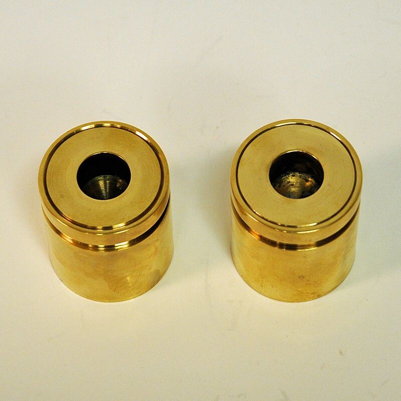 Vintage Scandinavian brass candlestick holders, 1960s