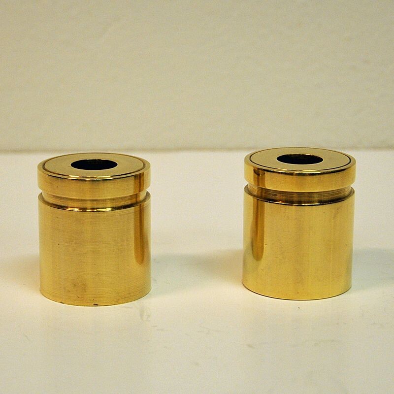 Vintage Scandinavian brass candlestick holders, 1960s