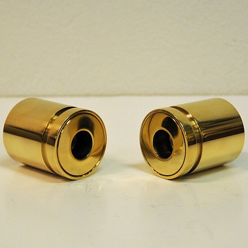 Vintage Scandinavian brass candlestick holders, 1960s