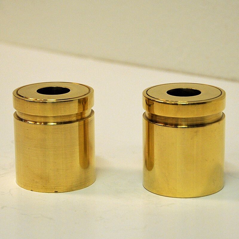 Vintage Scandinavian brass candlestick holders, 1960s